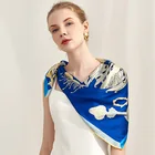 Hot Selling Hand Rolled 90*90 Square Luxury Silk Satin Scarf Designer With Customize Design