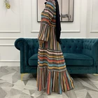 Islamic Islamic Clothing Stripe Printing Plus Size Abaya Muslim Dresses For Women