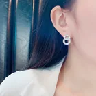 Round Earrings Cz Double Round Hoop Earrings Trend Small Cubic Zirconia Cz Crystal Stud Earrings