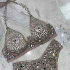 Girls Beachwear Girling Beachwear Hot Girls Transparent Bikini Rhinestone Swimsuits Lace Up Bikini Luxury Beachwear