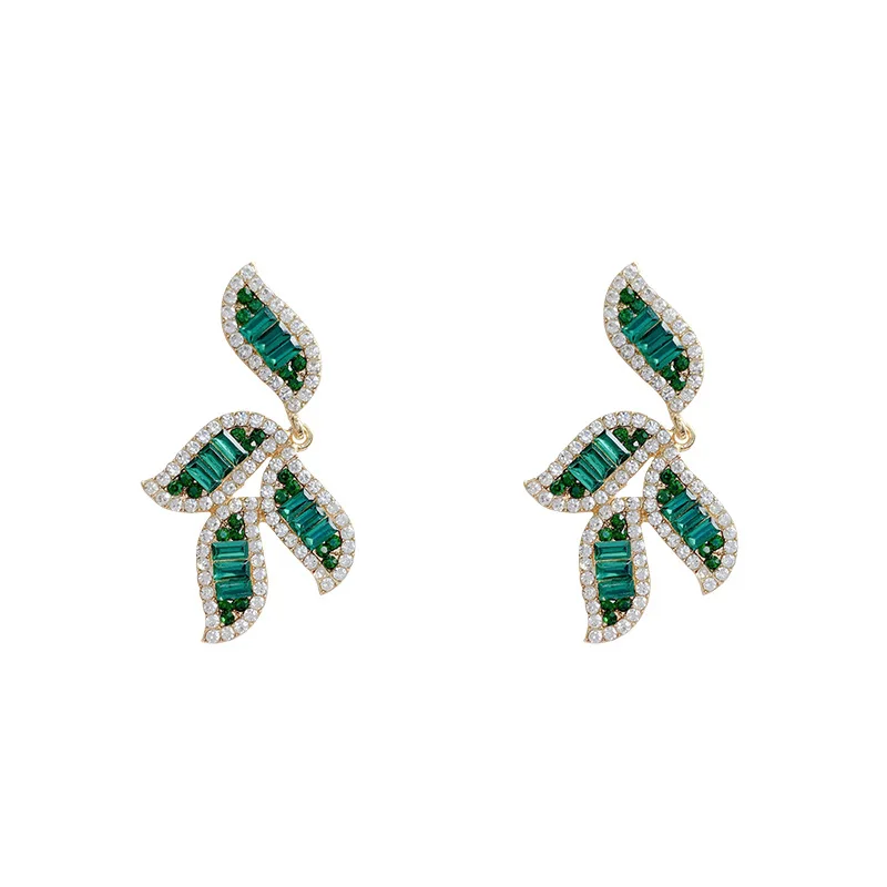 Fashion Zircon leaf earrings women 2022 year new trend temperament exquisite earring sense of luxury earrings jewelry