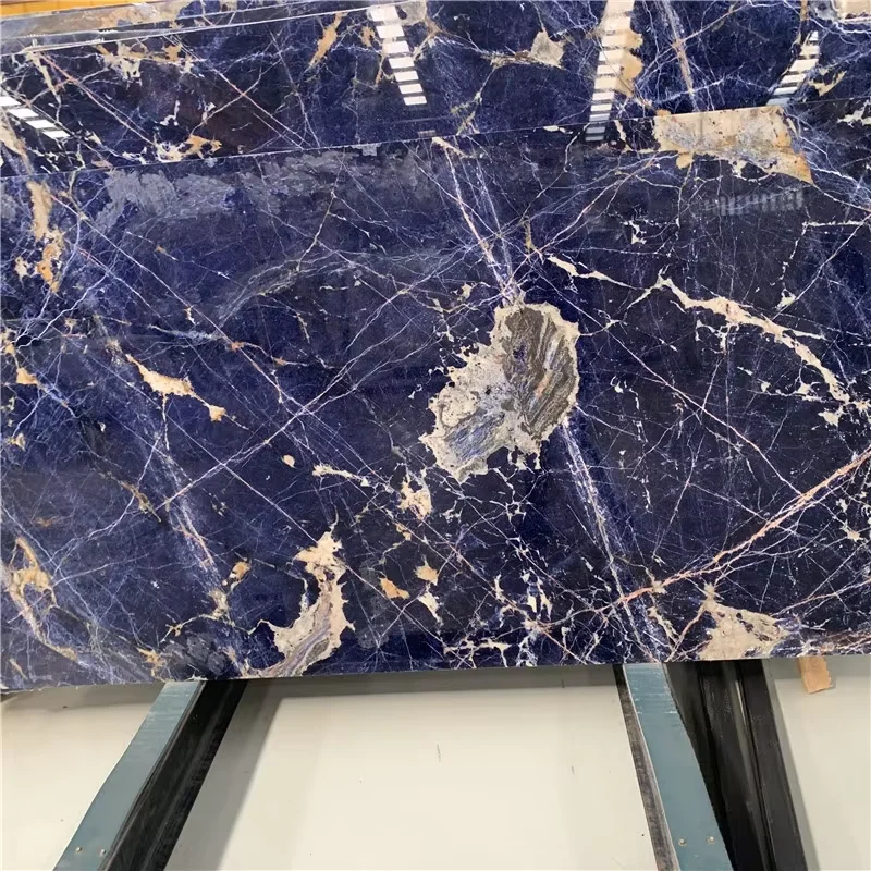 product import blue stone cloisonne marble slab nature blue sodalite and sodalite royal blue marble for hotel wall decoration-2
