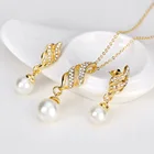 Necklace Pearl Bridal Wedding Necklace And Earrings 18k Gold Plated Jewelry Suits Pearl Jewelry Set