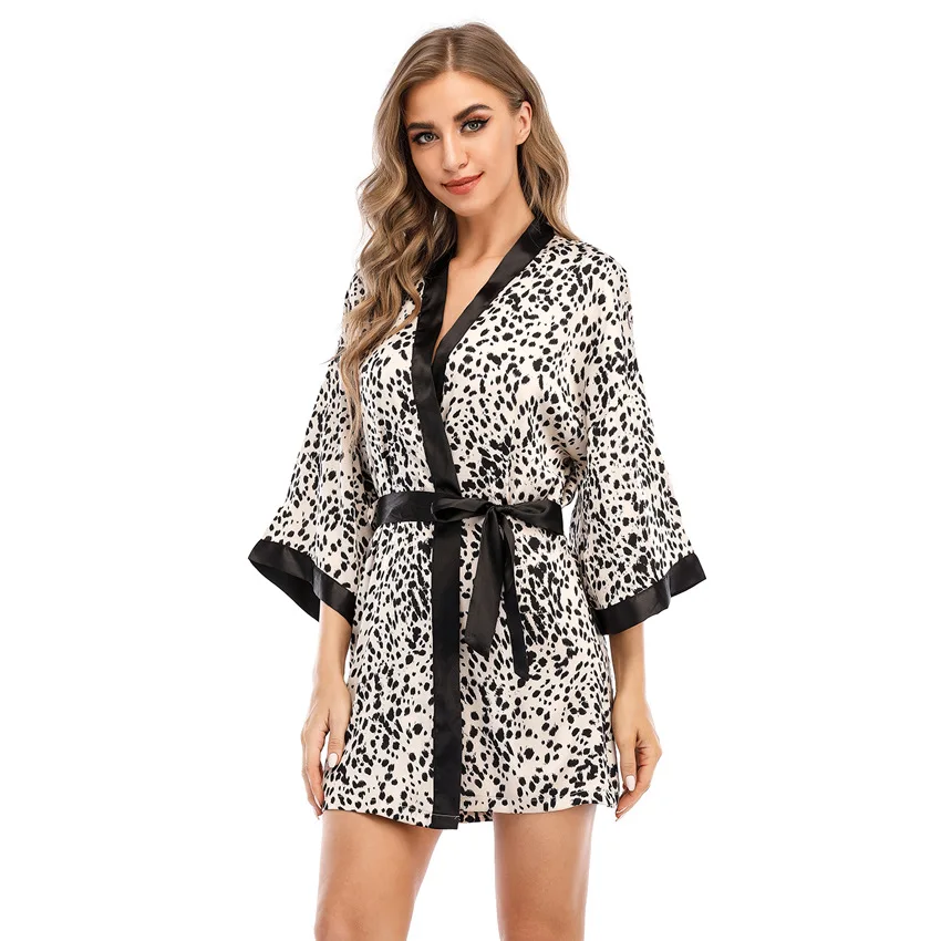 cheetah silk robe