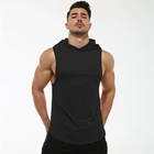 Fast Delivery Custom Logo Bodybuilding Singlet Fitness Gym Muscle Sleeveless Hooded Tank Top For Man