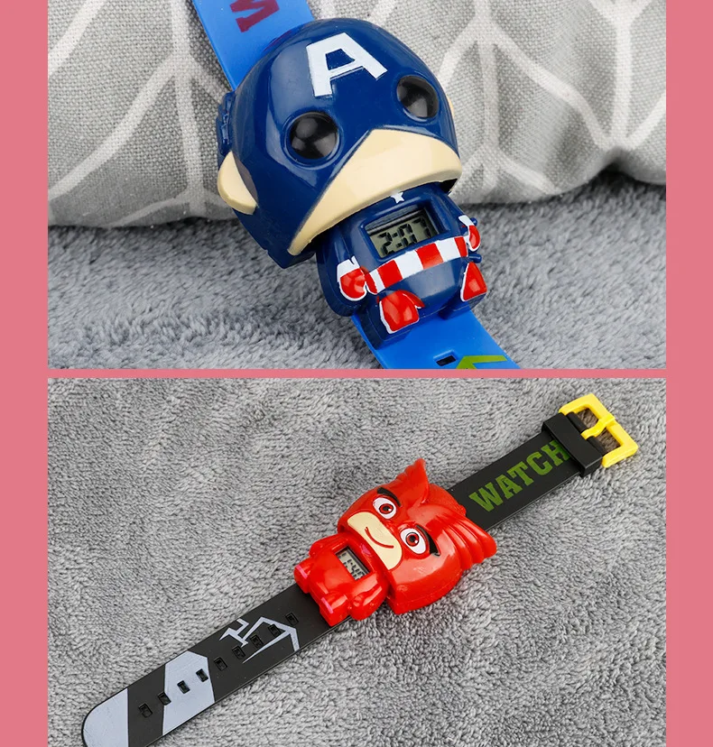 Hot selling Kids watch  Transformation toys for kids in Marvel cute shape  Spider-Man Q version children's toy gift