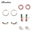 Hoops 5pcs/Set Rainbow Color Earrings Gold Plated Stone Multi Color Hoops Earrings Studs Earring For Baby