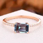 Ring Rings Alexandrite Gemstone Ring Rose Gold Half Eternity Gemstone Women's Ring 1.0ct Emerald Cut Alexandrite Ring
