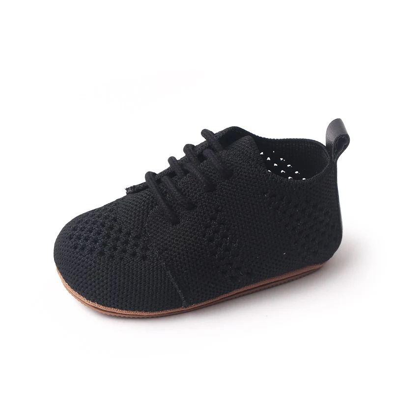 Spring and Autumn New Knitted Mesh Breathable Front Lace-up Soft Soled Baby Walking Shoes manufacture