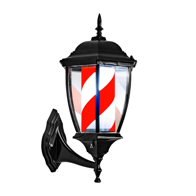 Professional Barbershop Hair Salon Equipment LED Lamp Outdoor Wall classic logo revolving lamp stripe salon barber pole