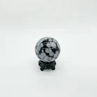 Obsidian Hot Selling Crystal Crafts Snowflake Obsidian Sphere Gifts Crafts Snowflake Obsidian Ball