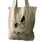 Professional 2021 Professional Manufacture Fashion Durable White Canvas Shopping Bag Bull Terrier Pattern