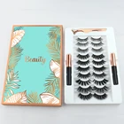 False Eyelashes Eyelash Eyelashes 3d Private Label 3D 10 Pairs False Eyelashes Kit Silk Eyelash Glue Tweezers Set