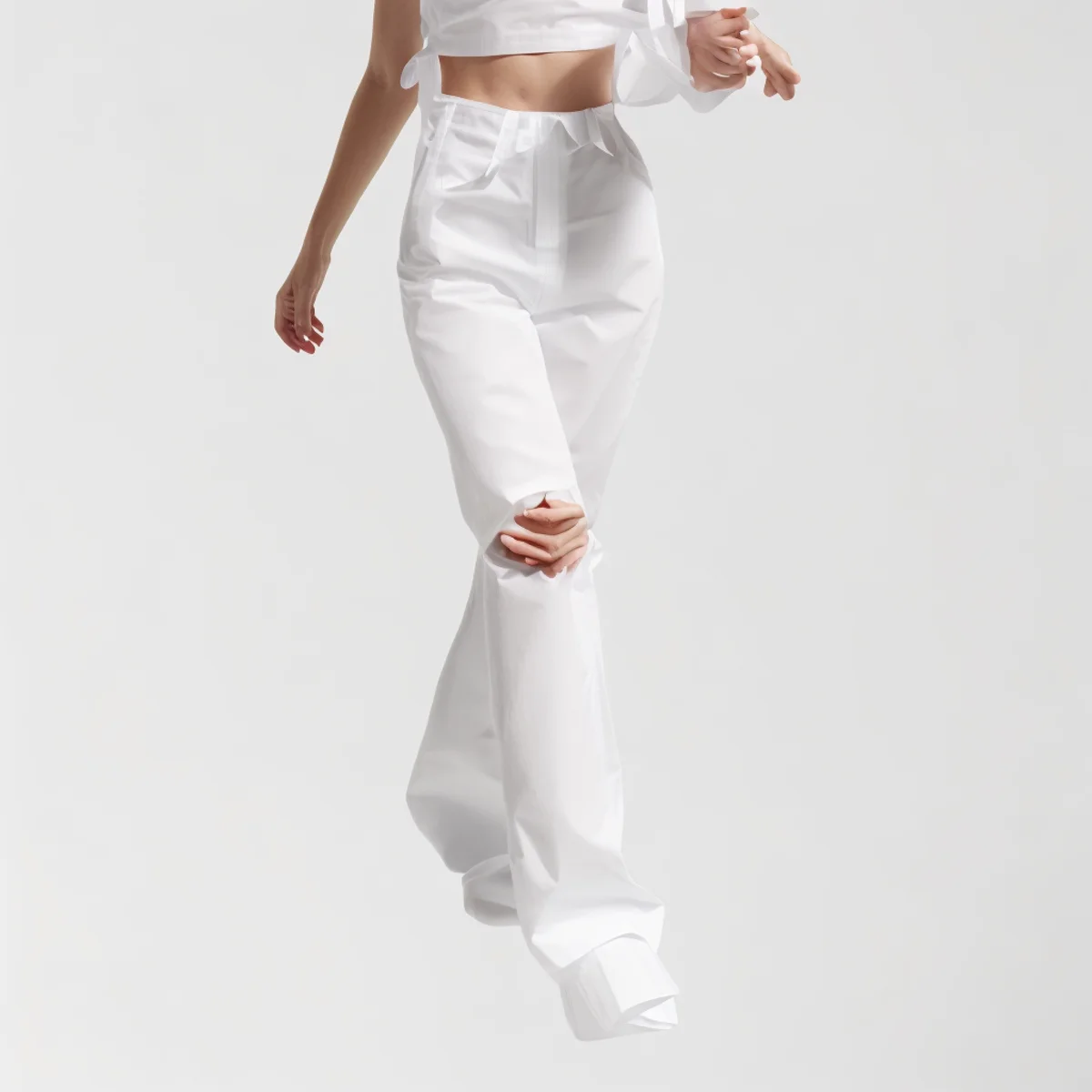 New Casual Fashion Zipper Pocket Wide Leg Pants Ripped Flare Denim Womens Jeans factory