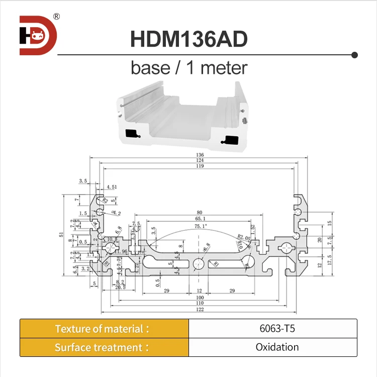 136 Wide Module Aluminum Profile Sliding Table Linear Linear Motion Platform Sliding Block Fully Enclosed Screw Mechanical Arm details