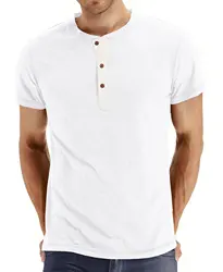 Men's Henley T shirts Multi Colors High Quality Oem Custom Short Sleeve Henley Shirt