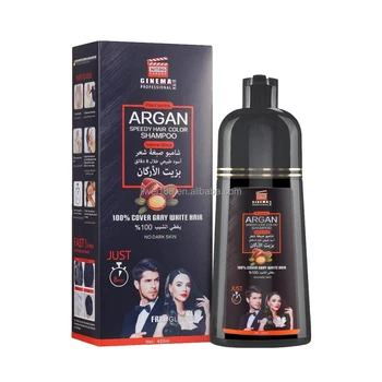 Hot Sale 100% Natural Herbal Black Hair Dye Shampoo Fast Acting Magic Hair Color with Argan Oil Permanent Hair Dye