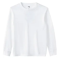 Pure cotton 220g men's long-sleeved t-shirt spring and autumn trend loose pure white sweater fashion all-match bottoming shirt