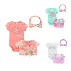 Baby Clothes Baby Girl Rompers Clothes Baby Kid Girls Short Sleeves Romper Set Clothes 3 In 1 Set