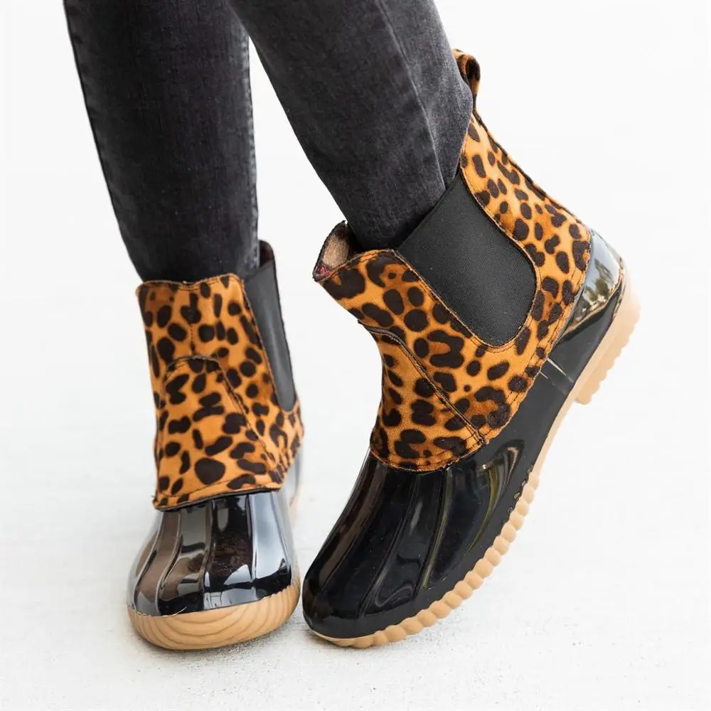 duck boots leopard print