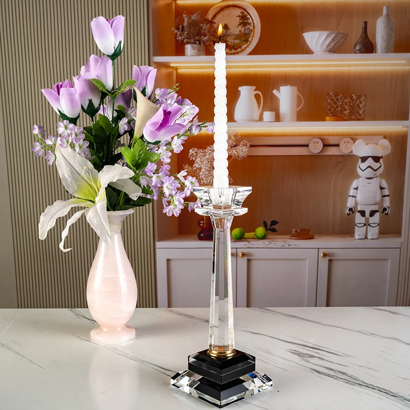 product small bridge cyrstal wedding high end elegant two color candle holder wedding furniture decoration christmas candle holder-5