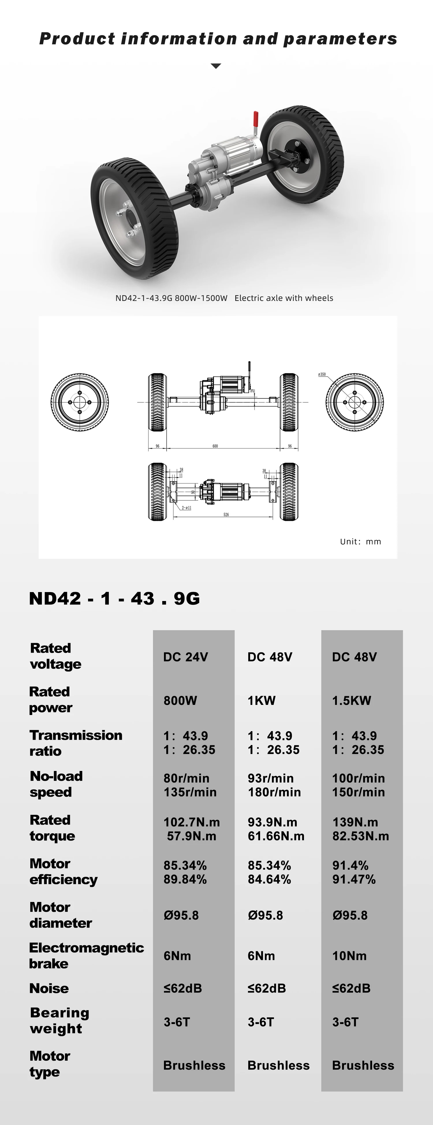 Dc V V Motor Transaxle W W W Electric Brushless Drive