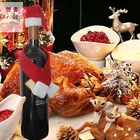 Table Decoration Mini Christmas Wine Bottle Table Decoration Red Wine Bottle Set Mini Christmas Old Man Hat Scarf