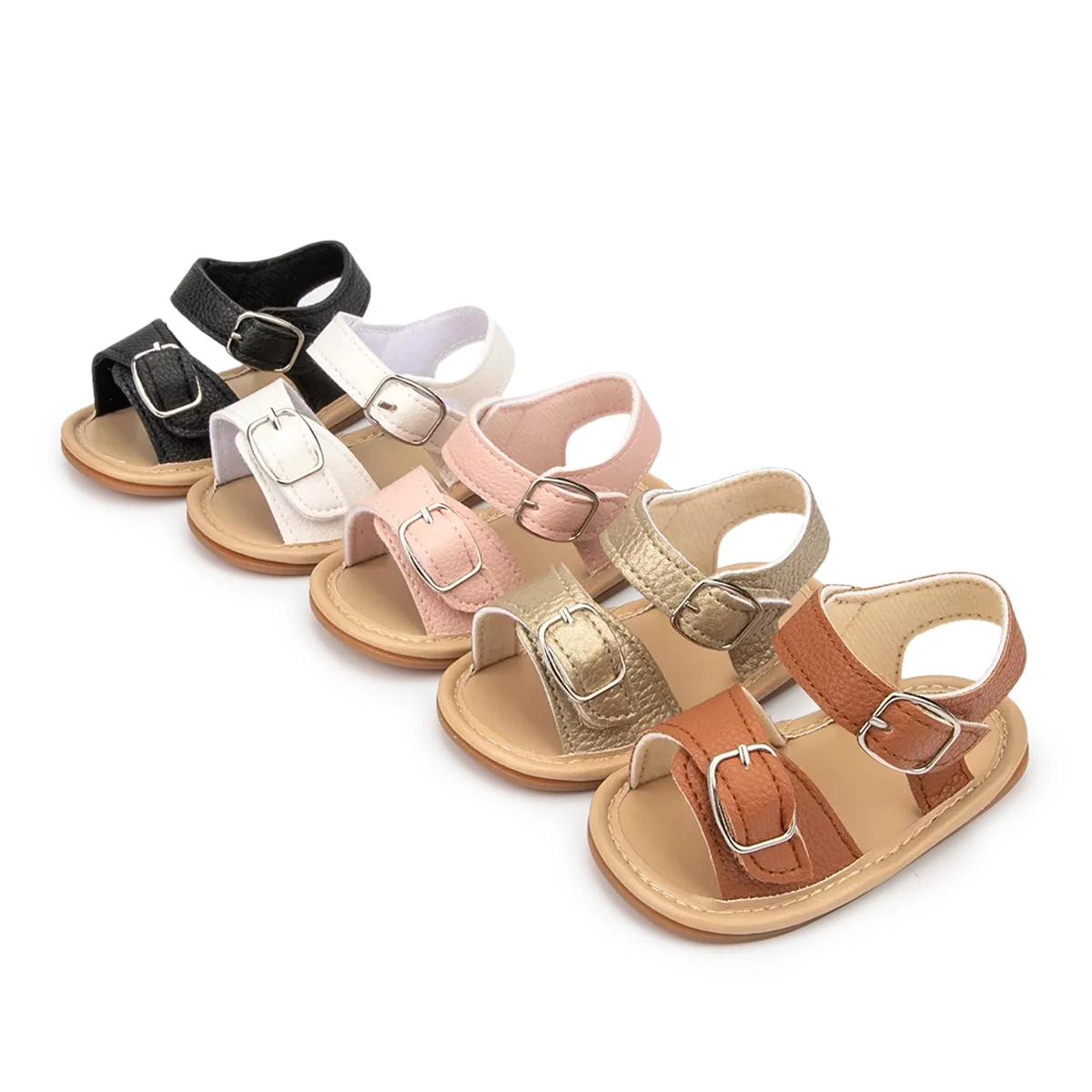 New Arrival PU Leather Walking Shoes Toddler Boy Girl Anti-slip Sole Baby Sandals