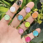 Ring Rings BD-C005 Gold Plated Big Ring Colorful Enamel Rings With Cute Smiling Face Jewelry For Gifts