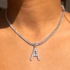 Initial Necklace Custom Fashion 26 Initial Necklace Rhinestone Diamond Initial Letter Pendant Necklace