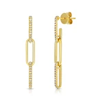 Gold Earrings Fashion Women Gold High Polished Zircon Chain Link Dangle Earrings 2021