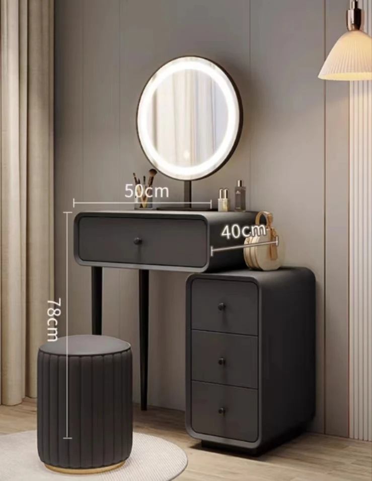 Modern Furniture Adjustable Dressing Table With Mirror Wooden Make Up Table With Led Light Hotel Apartment Bedroom Set