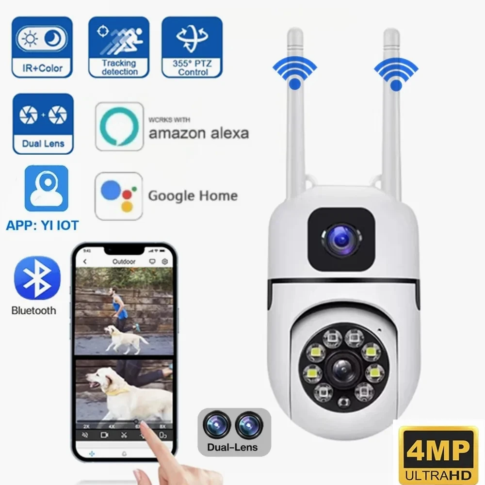 Factory Cheap Sales 2K 4MP Dual Lens Wifi Camera Human Detect 2.4G Wireless Security PTZ YIIOT Dual Lens Wifi IP Camera