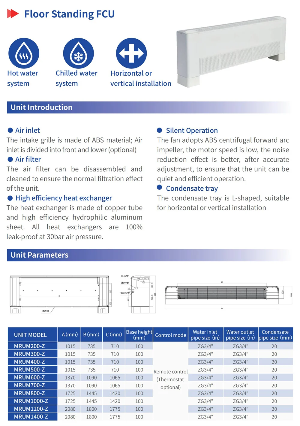 Fan Coil Unit, 600, CFM, Inverter, 2-Pipe - detail 22