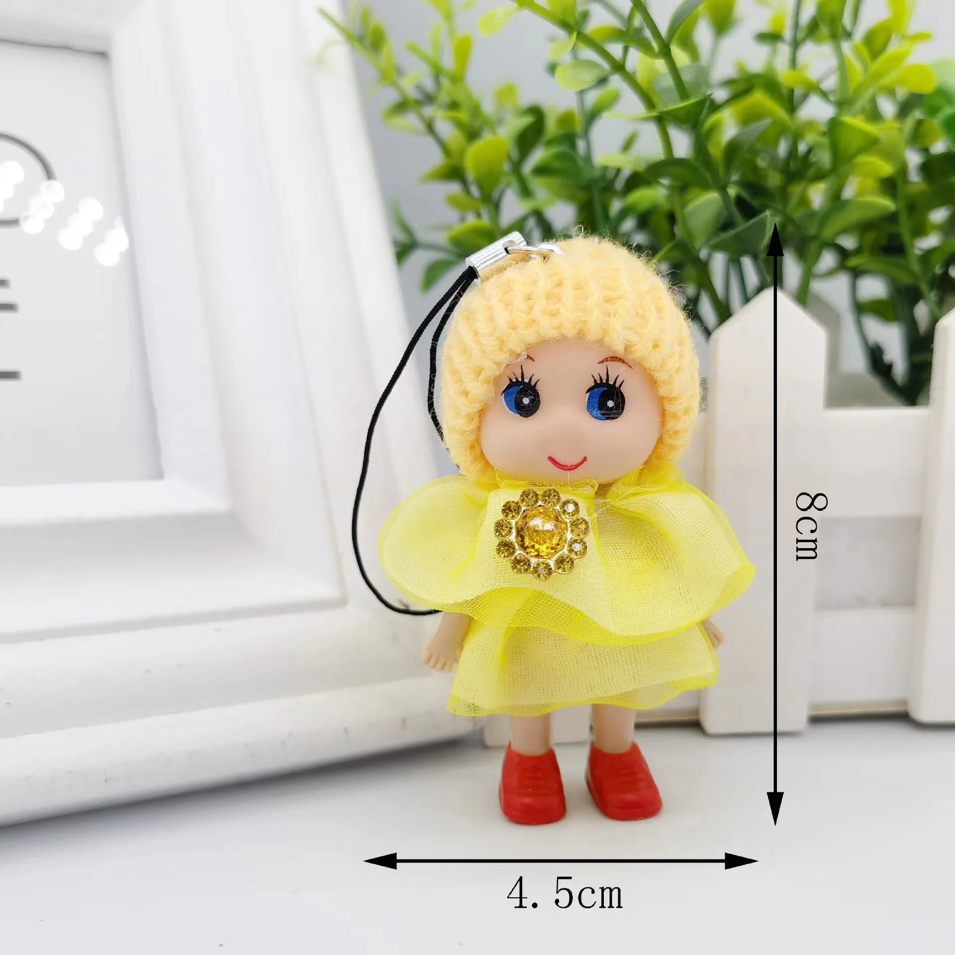 8cm mini hat doll clown mobile phone pendant doll wedding gift vinyl doll