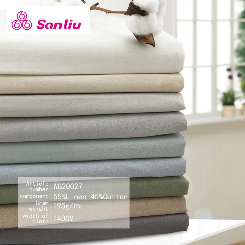 comfortable spring and summer woven plain 45% katoen 55% linen fabric for cushion