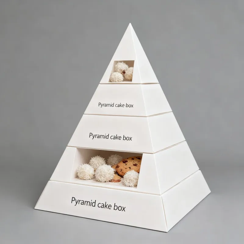 product paper pyramid box pyramid cake packaging boxes unique design gift box for chocolate cookie foodgrade packaging with handle-2