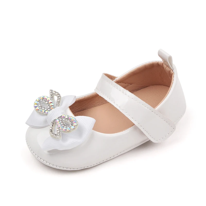 Baby Girls Diamond Bow Small Leather Shoes New Shallow Mouth Single Shoes Princess Shoes supplier
