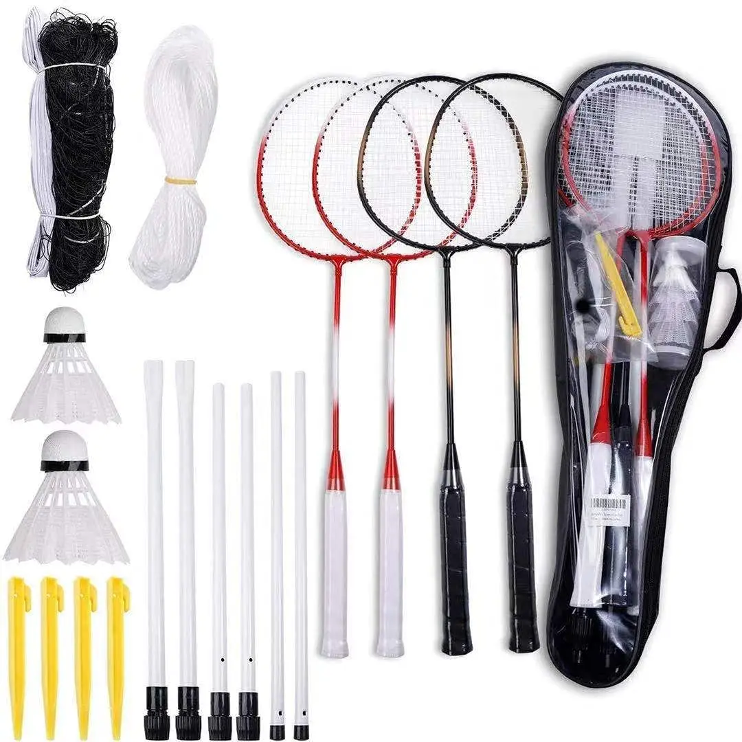 Badminton Set Player Racket Shuttlecock Poles Net Bag