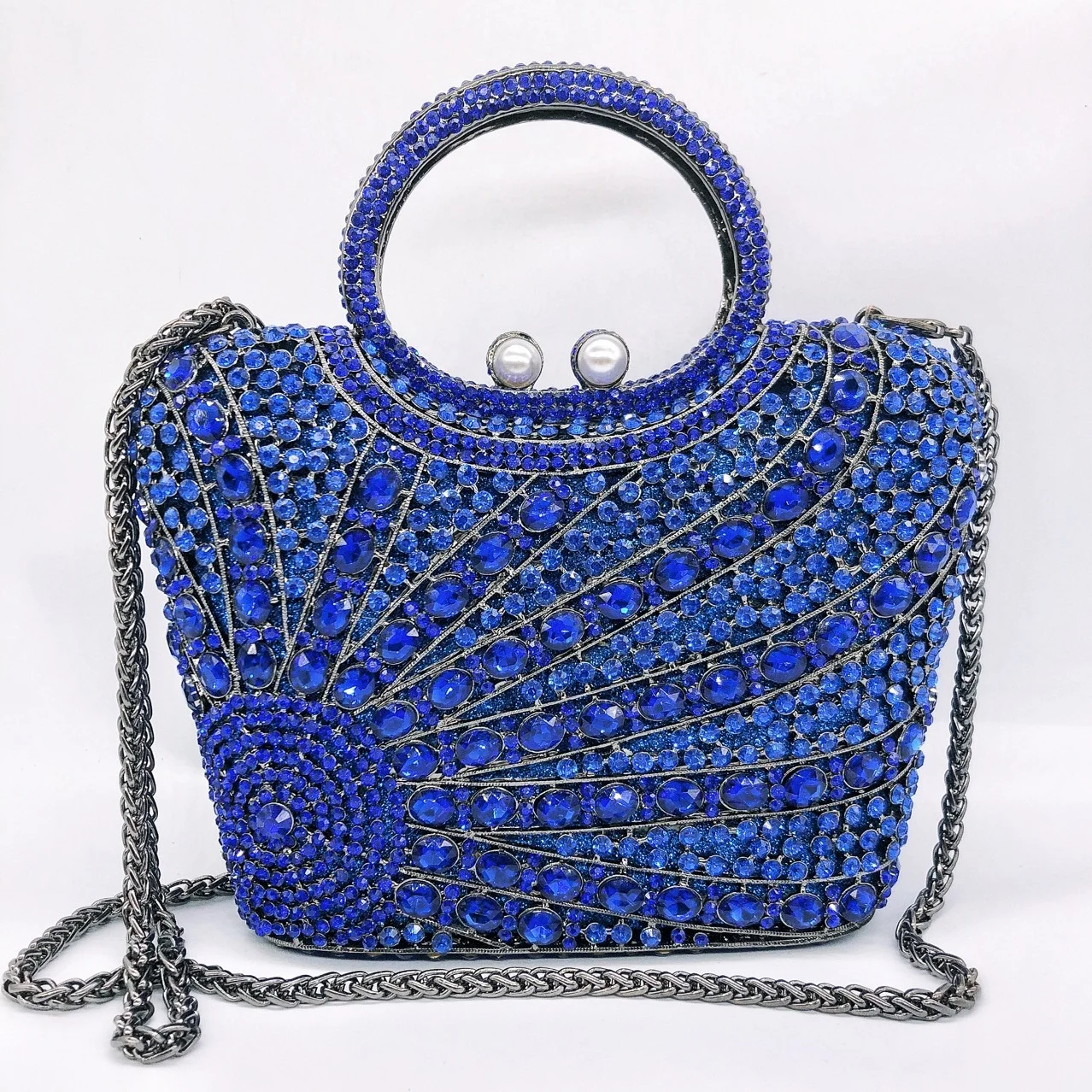 Amiqi MRY117 2024 diamond ladies purse handbags women bags rhinestone crystal bag handle metal bucket cage clutch evening bag