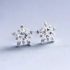 Silver Earring INS Design Wholesal 925 Sterling Silver Trendy Thin Snowflake White Gold Hoop Earring