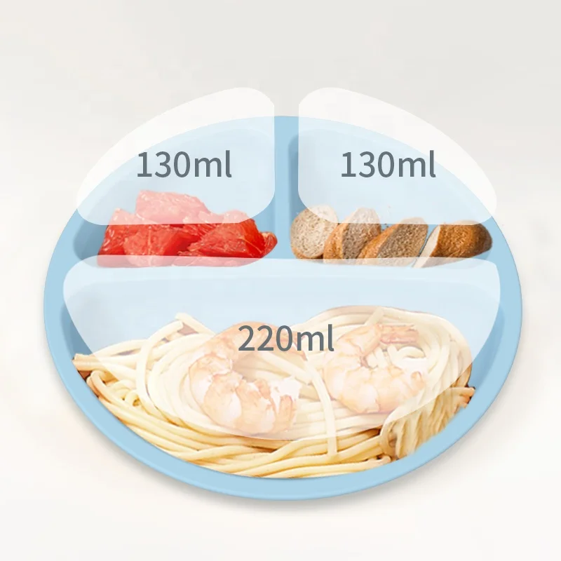 Wellfine Customized Food Grade Silicone Divided Kids Dishes Toddler Feeding Plate Silicone Baby Plate