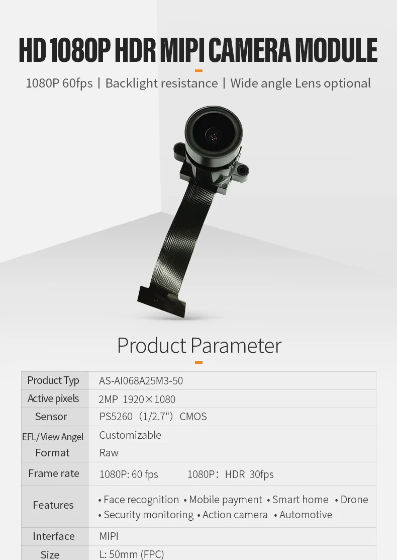 DGZX High Definition 1080P Cat Eye Doorbell Mirror Camera HDR Wide Dynamic PS5260 Monitoring Mipi Camera Module插图 DGZX High Definition 1080P Cat Eye Doorbell Mirror Camera HDR Wide Dynamic PS5260 Monitoring Mipi Camera Module插图