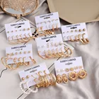 Pearl Drop Earring 18k Gold Plated Pearl Acrylic Drop Long Earring Sets For Multiple Piercings
