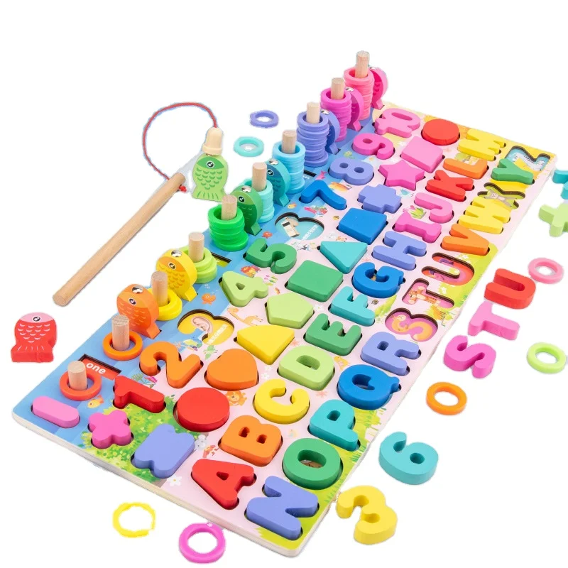Childrens Count & Match Numbers Wooden Counting Maths Educational Puzzle Toy 