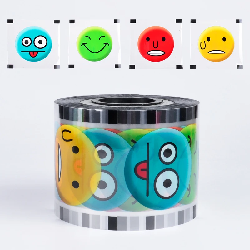 Cup Sealer Film w/ Clear Colorful Smiley Face Design PP 90mm-105mm for Boba Tea