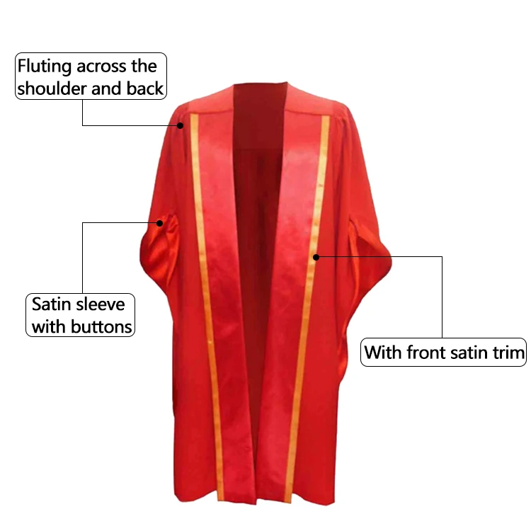 Superior Quality Doctoral Graduation Gowns College Academic Button Sleeve Trim for School Use details