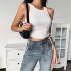 Vest Girl 2021 Summer New Slim Side Pleated Vest Sexy Slim Top Sexy Bottom Coat Women's Casual Hot Girl Top