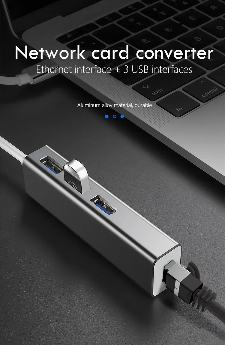 4 in 1 Gigabit Ethernet USB C Hub Mini Size USB 3.0 to RJ45 Adapter USB C Dock for MacBook Air Pro PC HUB