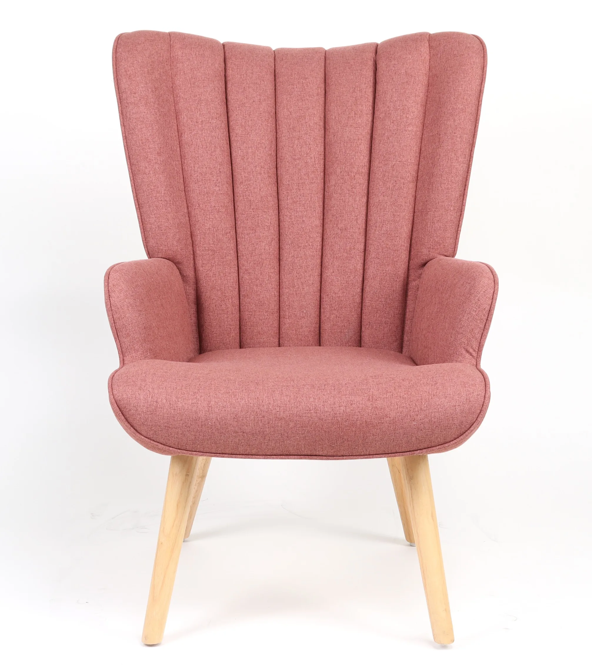 Modern Design Living Room Leisure Chair Pink Fabric Armchair with Wood Legs for Hotel Apartment Use supplier